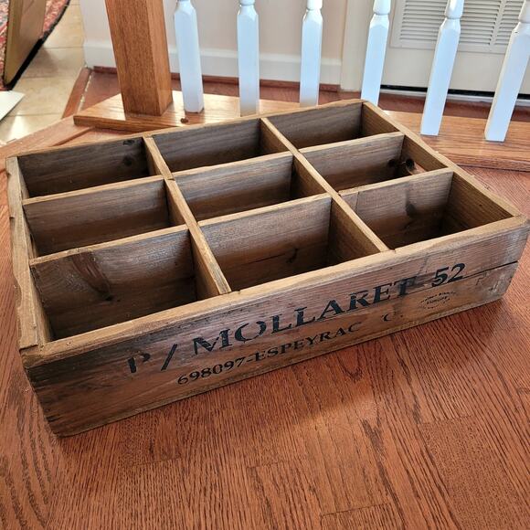 Vintage-look Wooden Compartment Crate Box - Picture 1 of 9